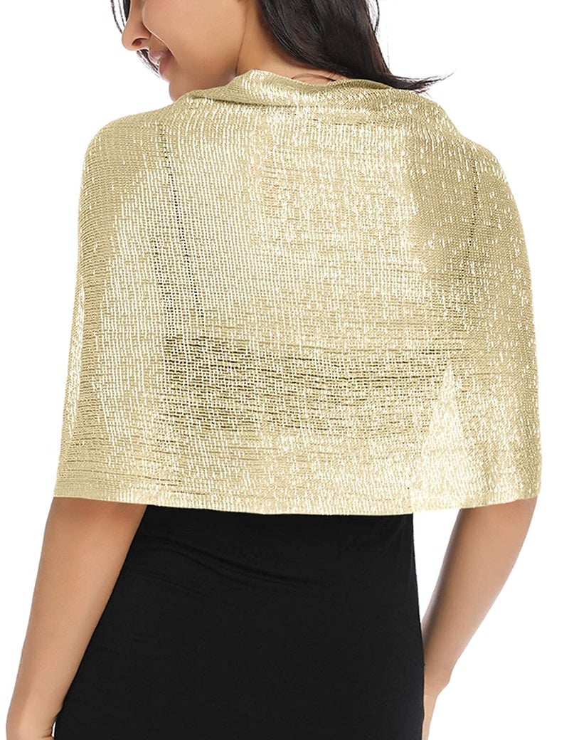 BANETTETA BANETTE Shawls and Wraps for Evening Dresses and Weddings - Gold Shawls and Wraps for Women - Dressy Champagne - Image 5